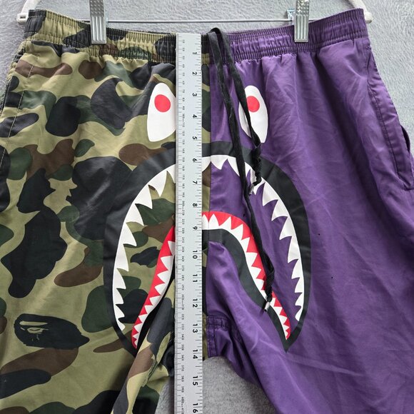A Bathing Ape Men Shorts XL Purple Camouflage Polyester‎ Shark Face READ - Picture 6 of 12